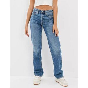 American Eagle Low Rise Baggy Straight Leg Jeans Medium Wash 26 W